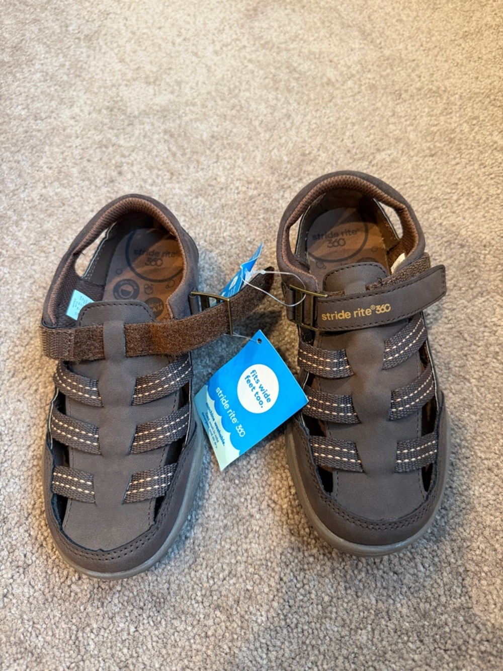 Stride Rite Brown Toddler Closed-Toe Hook-and-Loop Sandals